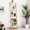 Costway 5-Tier Ladder Shelf Modern Bamboo Leaning Bookshelf Ladder Bookcase Open Display